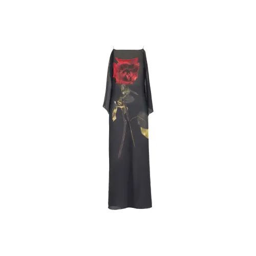 Alexander McQueen Shadow Rose-Printed Open-Back Dress