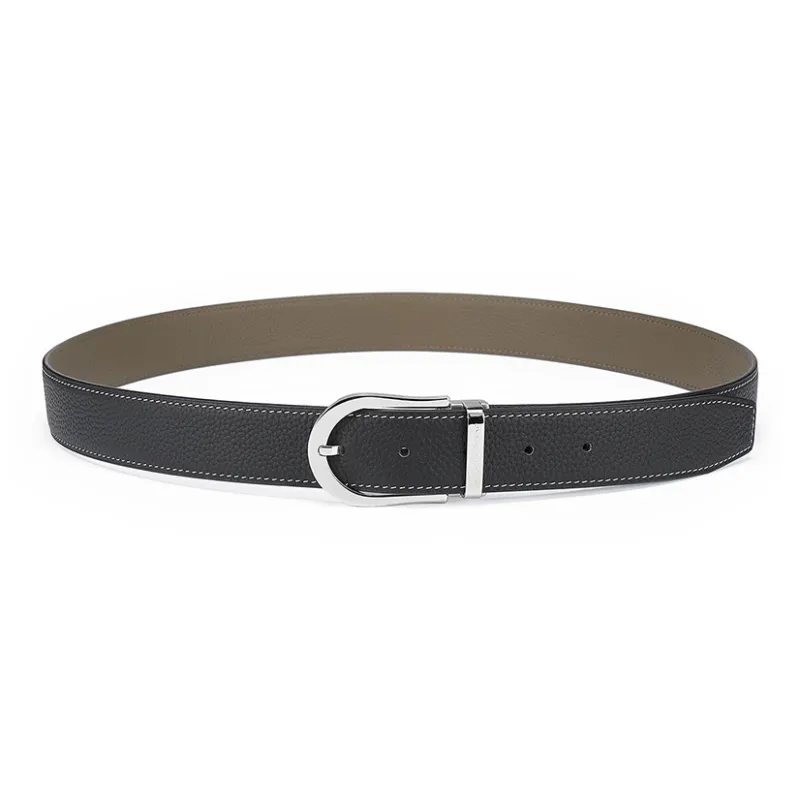 ROBERTA DI CAMERINO Top Grain Cow Leather Belts Men's Black Width 3.4CM-6