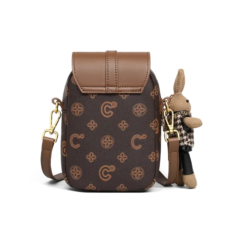 C°BANNER Synthetic Leather One Shoulder Small Square Bag Women's Nut Apricot/Coffee-5