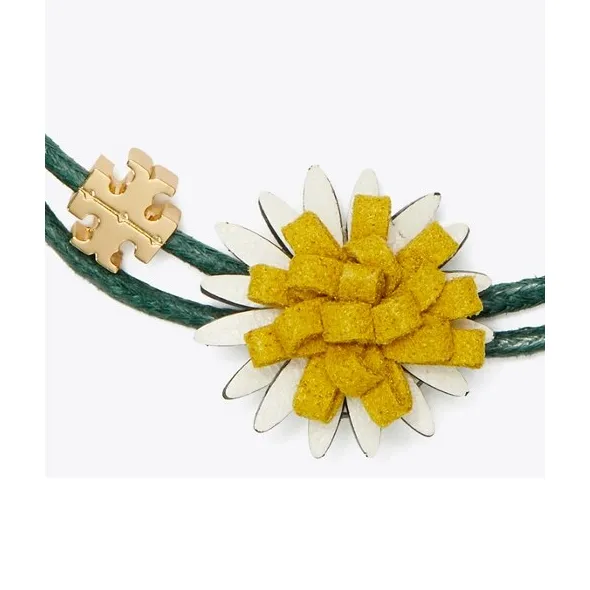 TORY BURCH Leather Gold-Plated Velvet Wax Cord Bracelets Women's Green-1