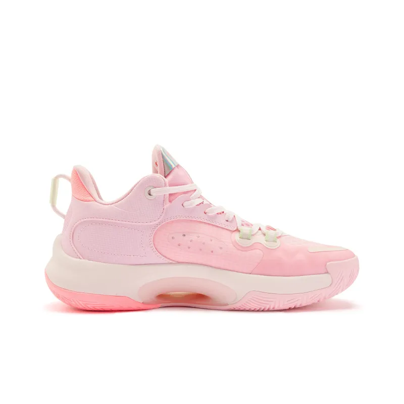 QIAODAN Dawn Basketball Shoes Men Low Top Morning Light Pink Energetic Pink-1