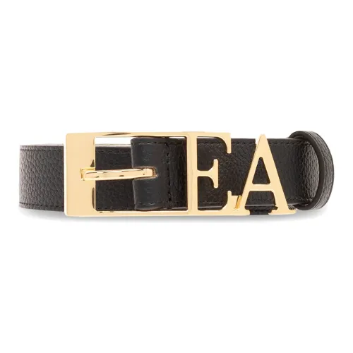 EMPORIO ARMANI Badge Label Pin Buckle Leather Belts Women's Black