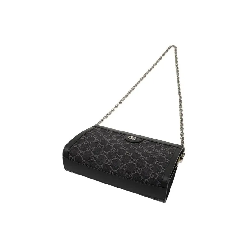 GUCCI Ophidia Denim Crossbody Bag Shoulder Bag Women's Black & Gray-7