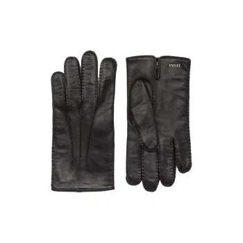Zegna Goatskin Cashmere Metal Gloves Men's Black