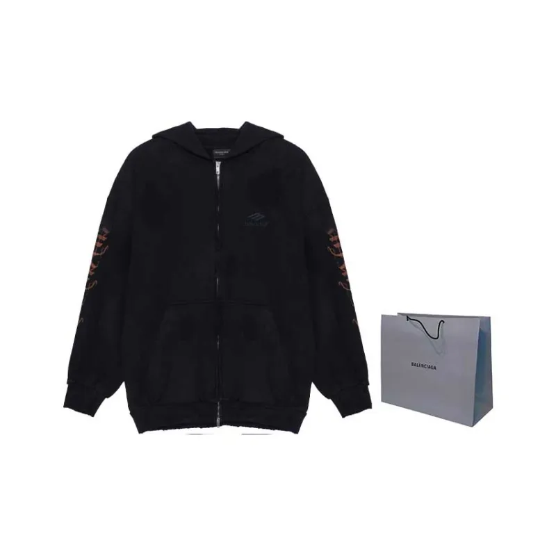 Balenciaga Heavy Metal Zip Up Small Fit Hoodie-2