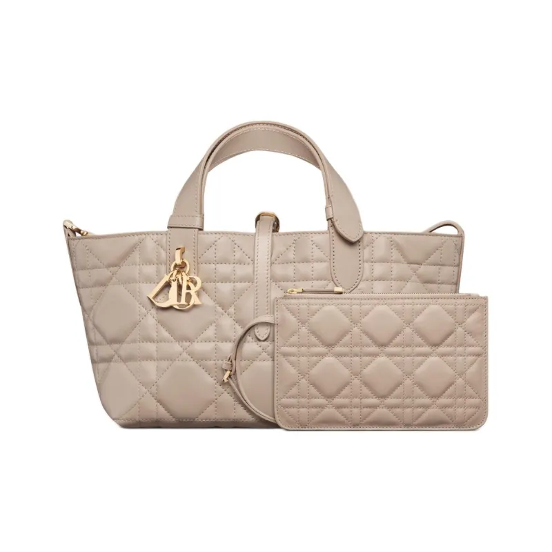DIOR Wicker Pattern Cow Leather One Shoulder Handbag Small Size Women's Rouge Beige-4