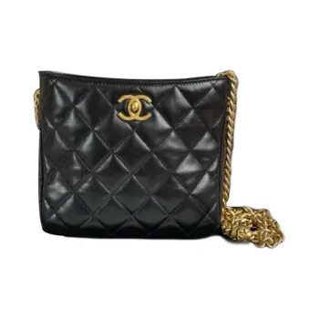 CHANEL Lambskin Shoulder Bag Women's Black