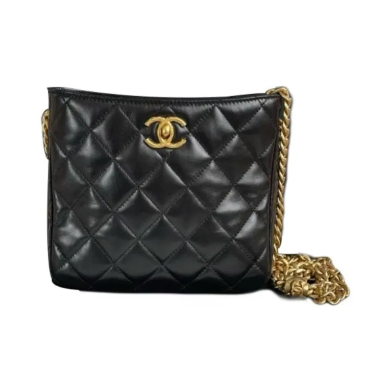 CHANEL Lambskin Shoulder Bag Women's Black-0