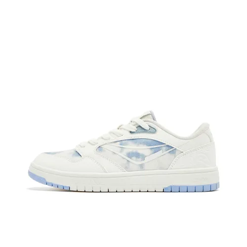 QIAODAN Lightweight Wear Resistant And Chinese Resistant Low Top Skateboard Shoes Men's White Blue