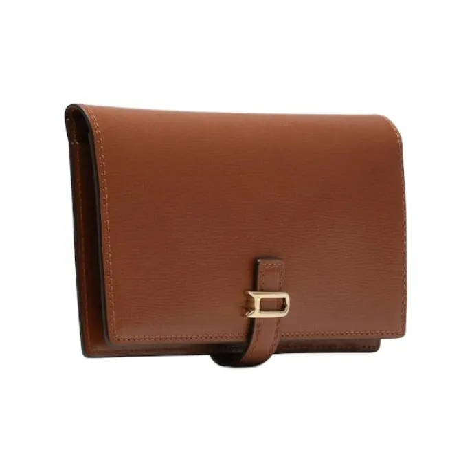 Delvau Textured Calfskin Long Wallets Women's Brown-1