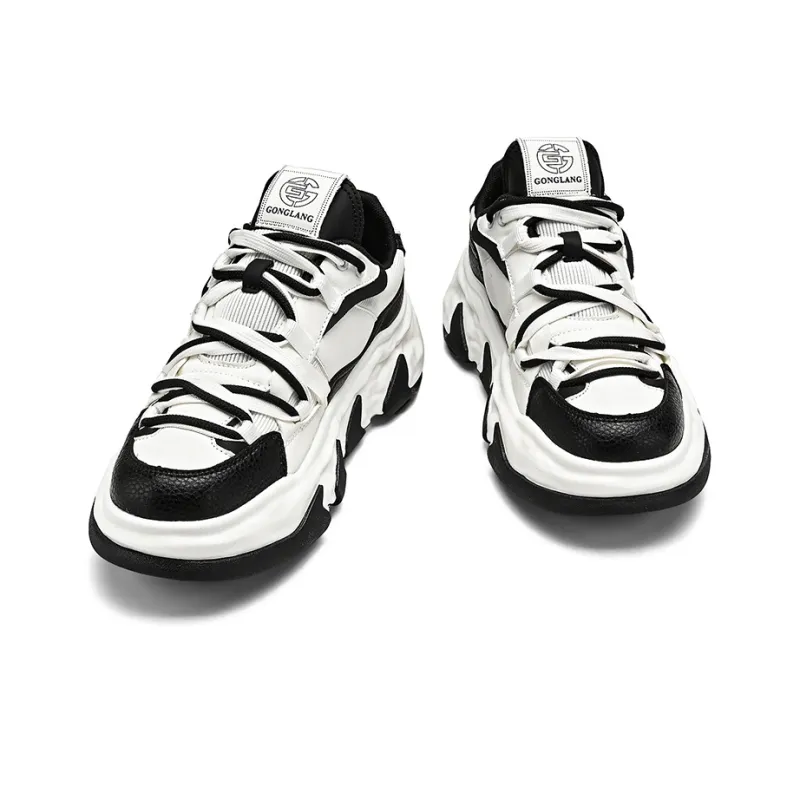 GONGLANGSHIJIA Wear-Resistant Height Increasing Low-Top Chunky Sneakers Men's-4
