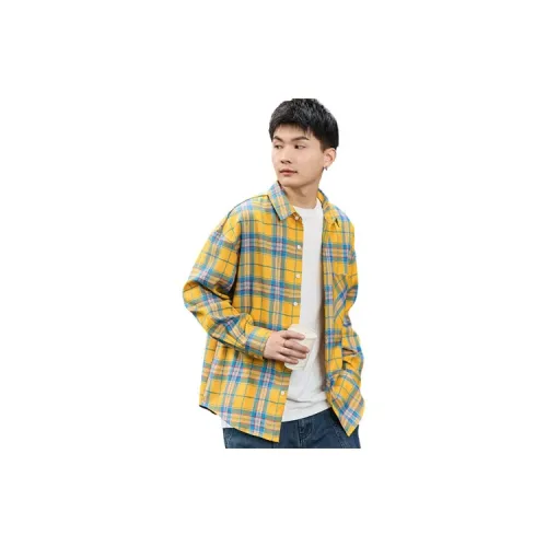 Tonlion Shirts Men Bright Yellow