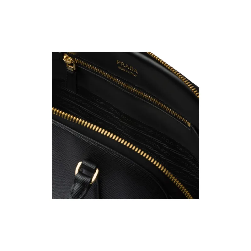 PRADA Saffiano Leather Handbag Large Size Women's Black-5