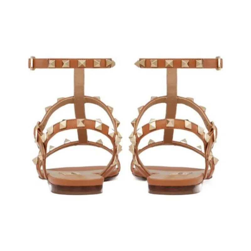 Valentino Rockstud GARAVANI One Strap Sandals Women's Brown-4