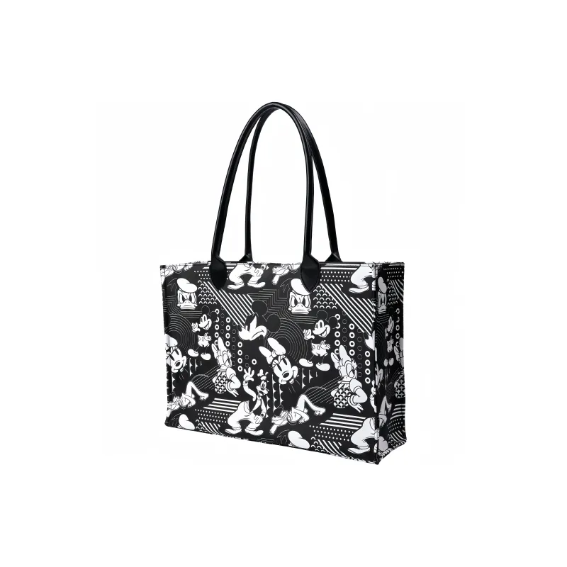 Disney Minnie Collection Mickey Collection PVC Tote Bag, Shopping Bag, Shoulder Bag Regular Women's Black White-0