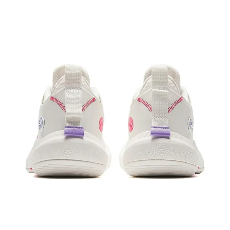 Anta Cushioned Slip Resistant Low Top Basketball Shoes Men's White Pink-3