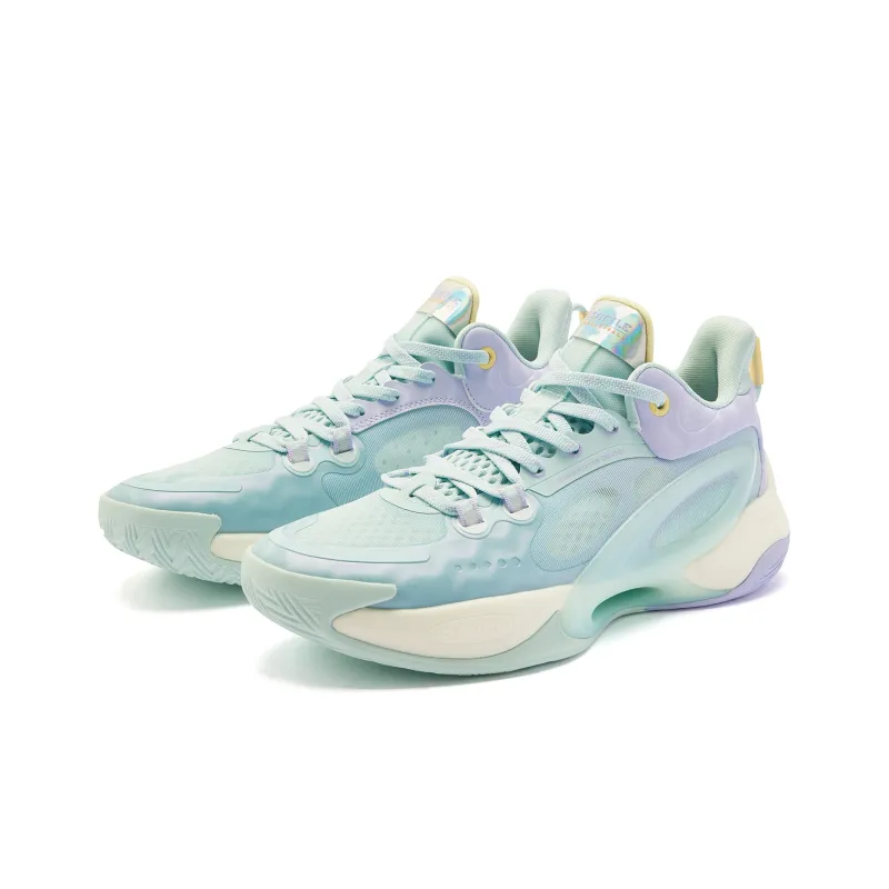 QIAODAN Dawn Basketball Shoes Men Low Top Pink Mist Blue Steam Purple-2