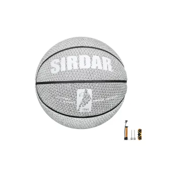 SIRDAR Synthetic Leather Basketball Silver White Size 7 Ball Reflective Unisex