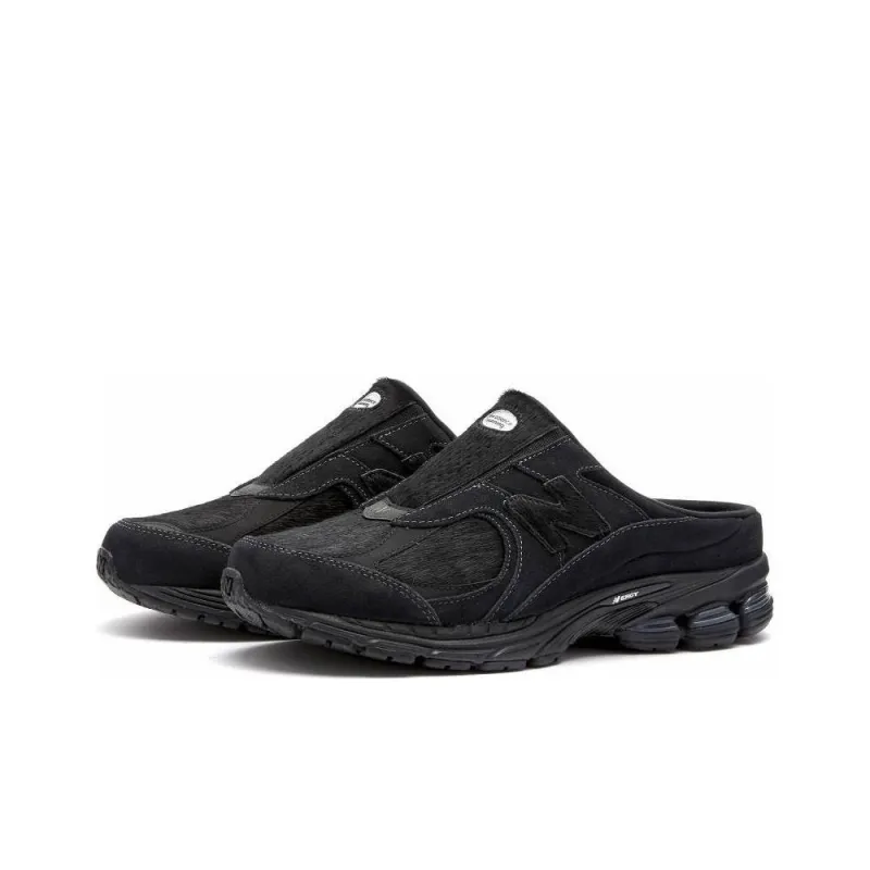 New Balance 2002R Mule Triple Black Pony Hair-1