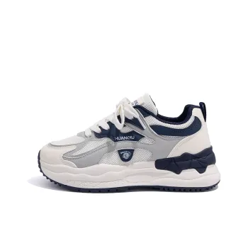 HUANQIU Balance Height Increase Low Top Chunky Sneakers Women's Beige Blue