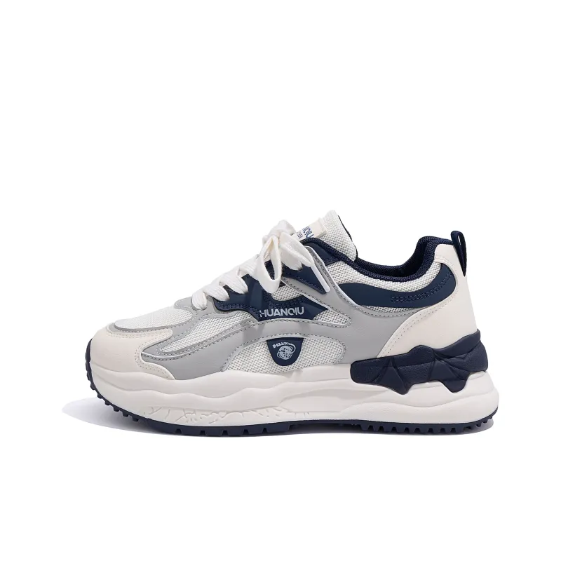 HUANQIU Balance Height Increase Low Top Chunky Sneakers Women's Beige Blue-0