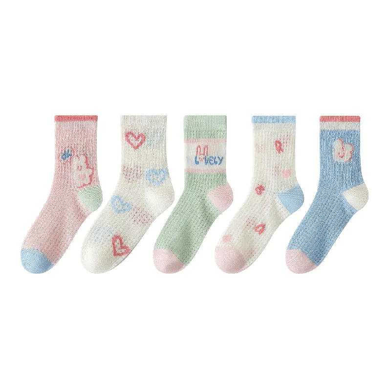MIIOW Teenagers' Crew Socks Women's 5 Pack Mixed Color-0