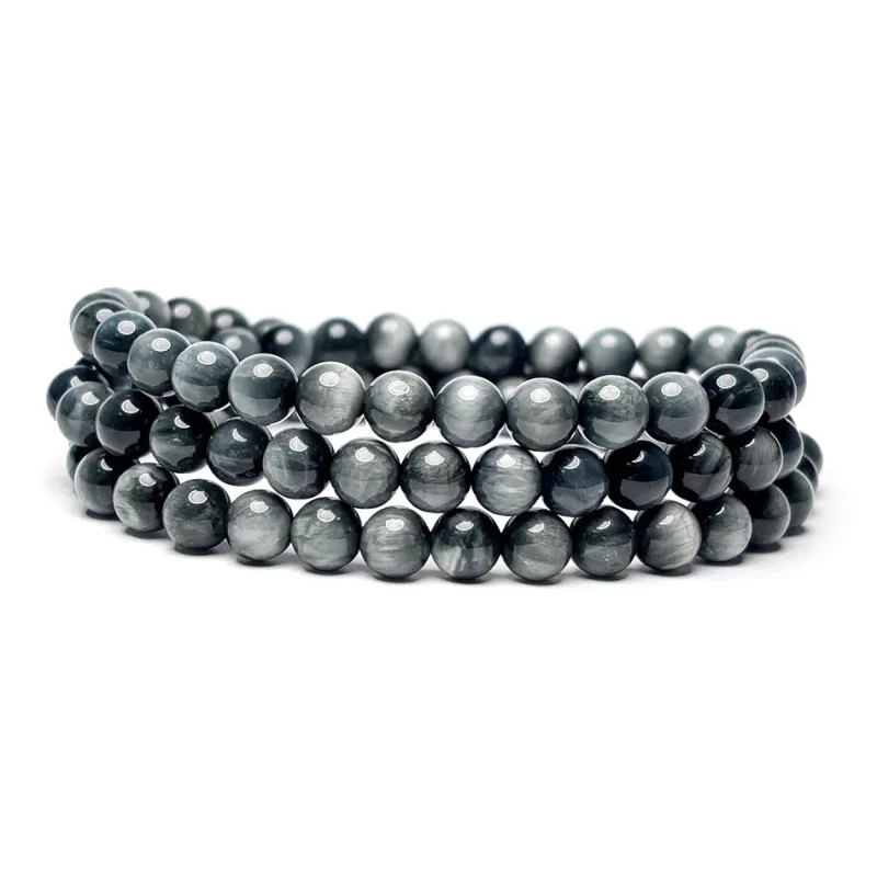 MOUNTAINS AND MANS Hawk's Eye Stone Auspicious Fortune Beaded Bracelet Unisex-0