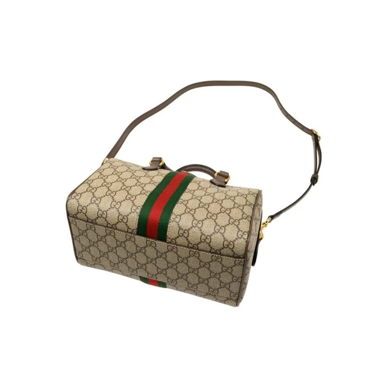 GUCCI Ophidia Canvas With Leather Binding One Shoulder Crossbody Canvas Bag Handbag Small Size Women's Brown-7