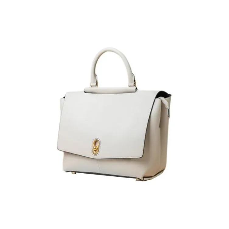 TOUCH MISS Cow Leather Tote Bag Shopping Bag Shoulder Bag Crossbody Bag Handbag Large Size Women's Gray White-2