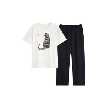 Sha Qian Pajama Set Summer Men's Black White