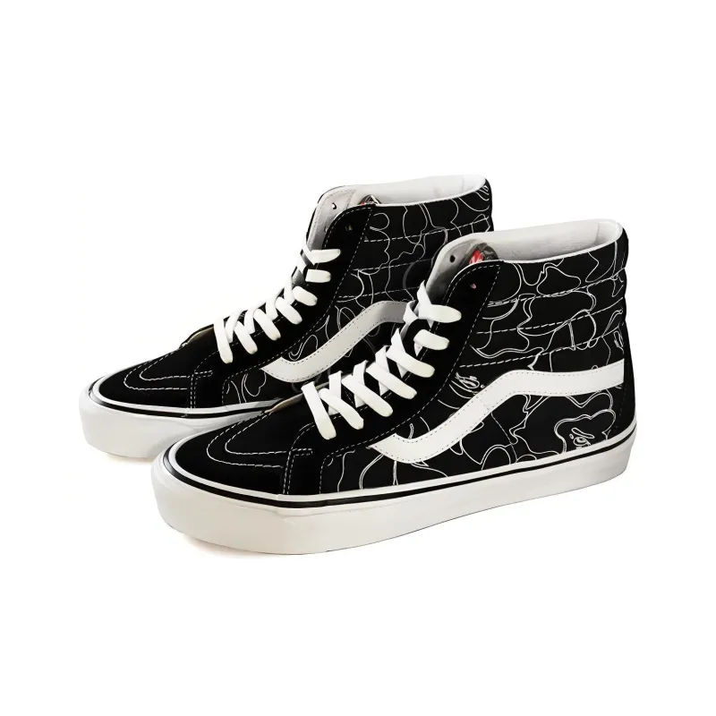 Vans x A BATHING APE SS23 LINE CAMO Series SK8-Hi High-Top Skateboard Shoes Women's Black-1