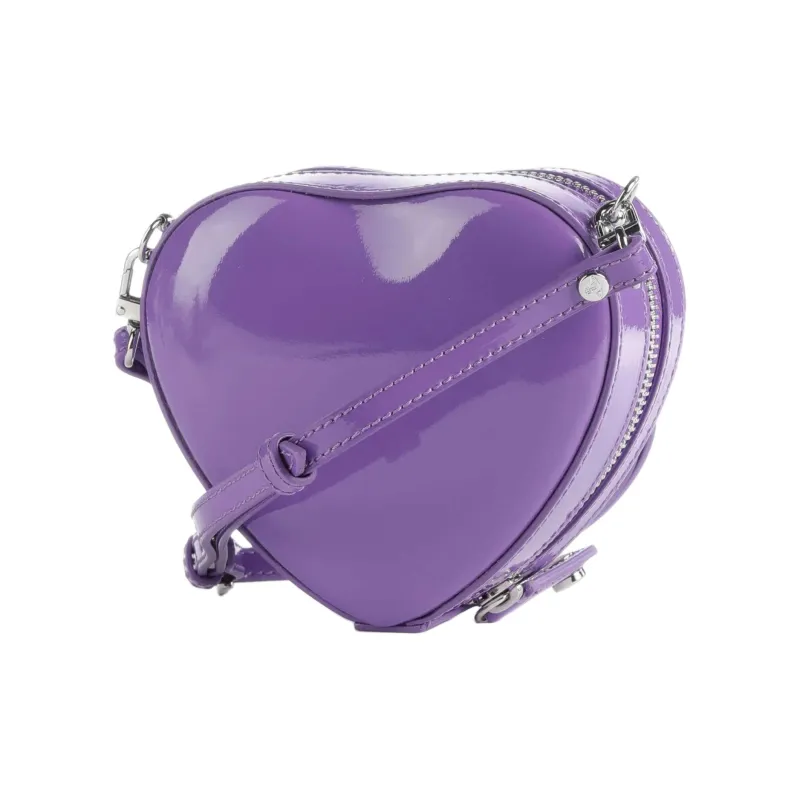 Vivienne Westwood Shiny Patent Leather Heart Shaped Shoulder Bag Crossbody Bag Women's Violet-1