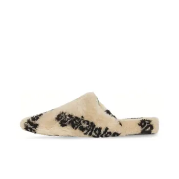 Balenciaga All Over Logo Mule Biege Teddy