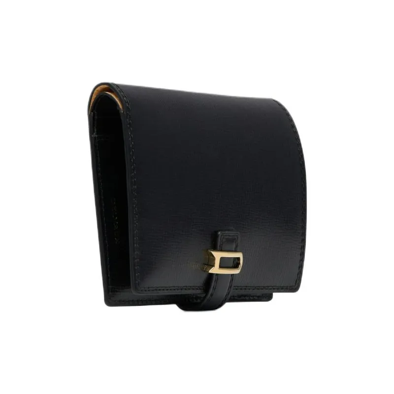 Delvau Grained Opera Calfskin Wallet Women's Black-1