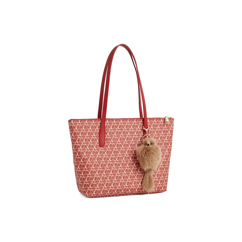 COCOEVA PVC & PU Tote Bag, Shopping Bag, Shoulder Bag Women's Lucky Red/Brown Coral-18
