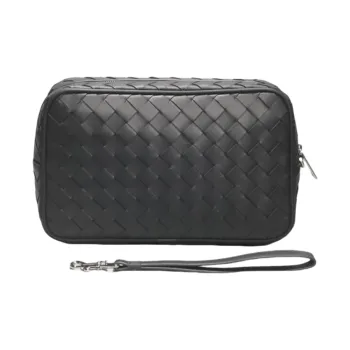 CMLZIUA Top Grain Cow Leather Clutch Unisex Black