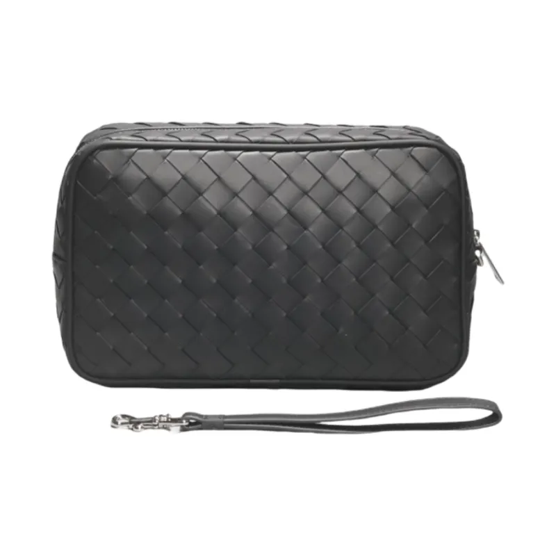 CMLZIUA Top Grain Cow Leather Clutch Unisex Black-0