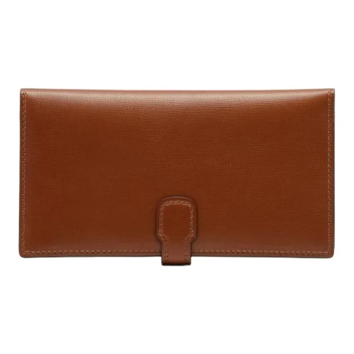 Delvau Textured Calfskin Long Wallets Women's Brown-2