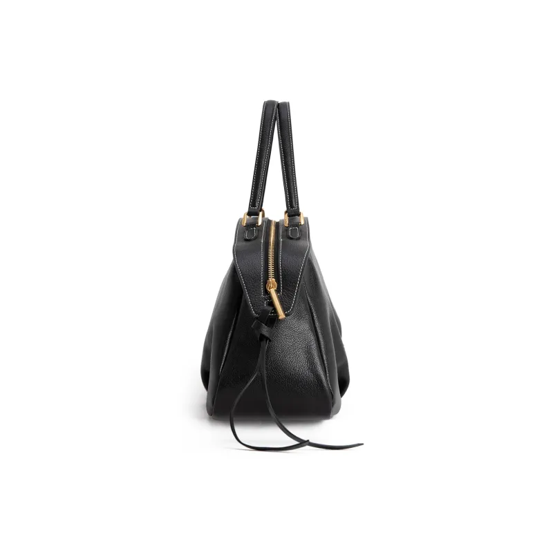 Clos Vegetable Tanned Cow Leather Handbag Large Size Women's Green/Apricot/Black-15