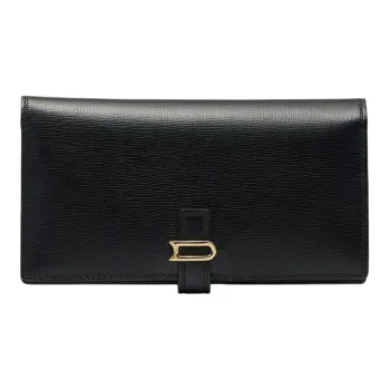 Delvau Opera Calf Grain Calfskin Wallet Women's Black
