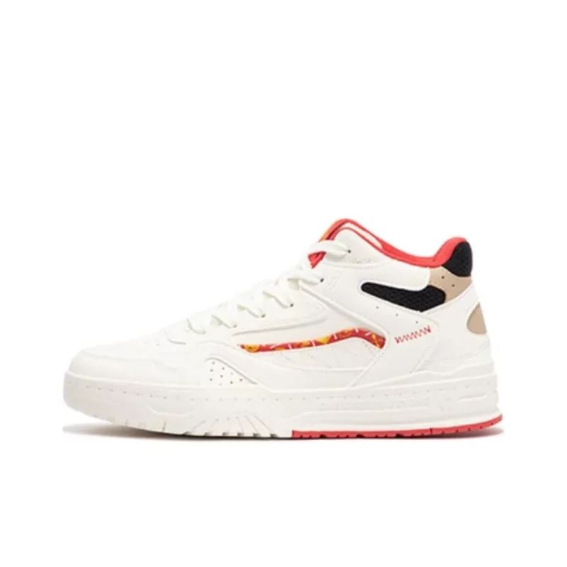 361° Anti Slip Wear Resistant High Top Skateboard Shoes Men's White Red-0