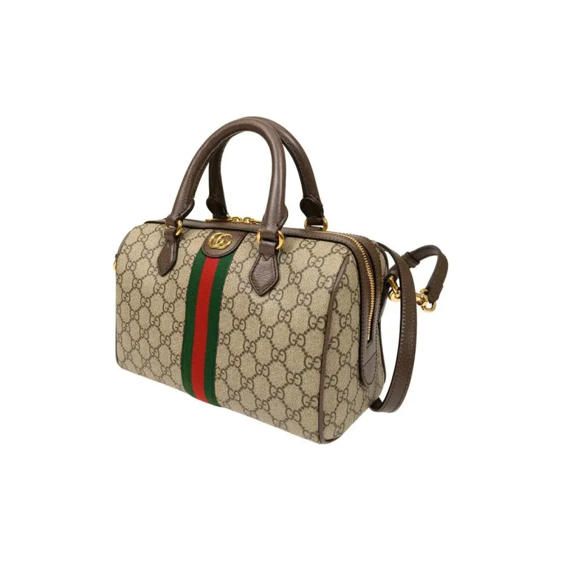 GUCCI Ophidia Canvas With Leather Binding One Shoulder Crossbody Canvas Bag Handbag Small Size Women's Brown-3