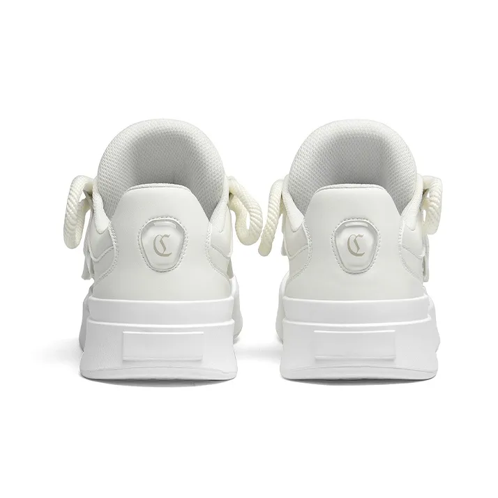 Cabbeen Preppy Big Head Versatile Height Increasing Abrasion Resistant Low Top Skateboard Shoes Men's White-3