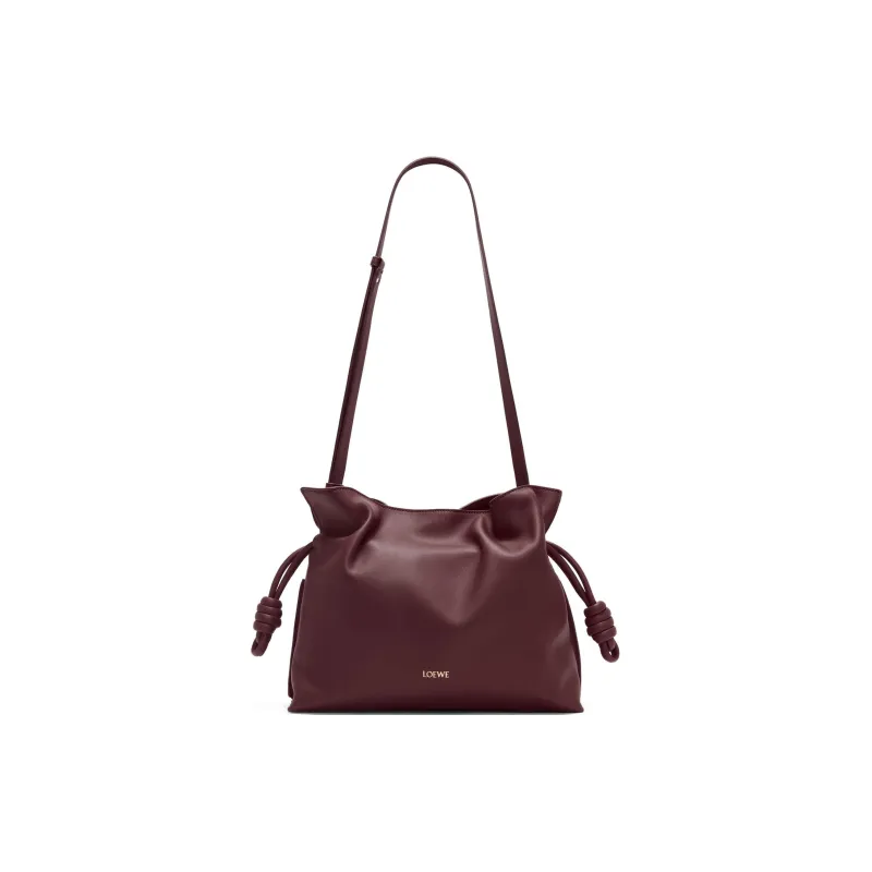 LOEWE Flamenco Nappa Cow Leather One Shoulder Crossbody Clutch Women's Dark Burgundy-1
