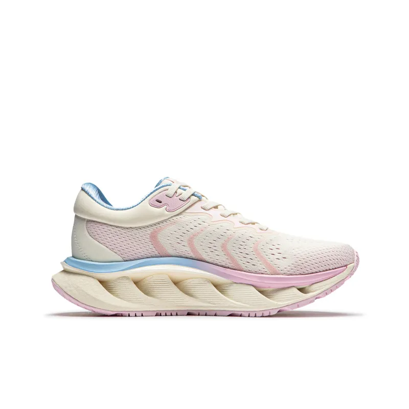 LiNing Cushioning, Abrasion Resistant, Slip Resistant Low Top Running Shoes Women's Beige White Pink-1