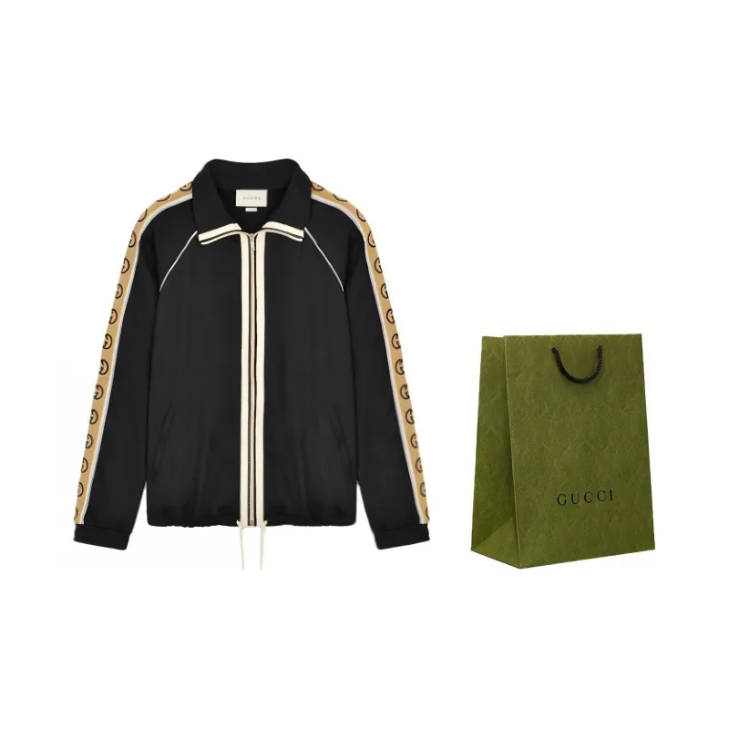 GUCCI Interlocking GG stripe Zipped Jacket-2