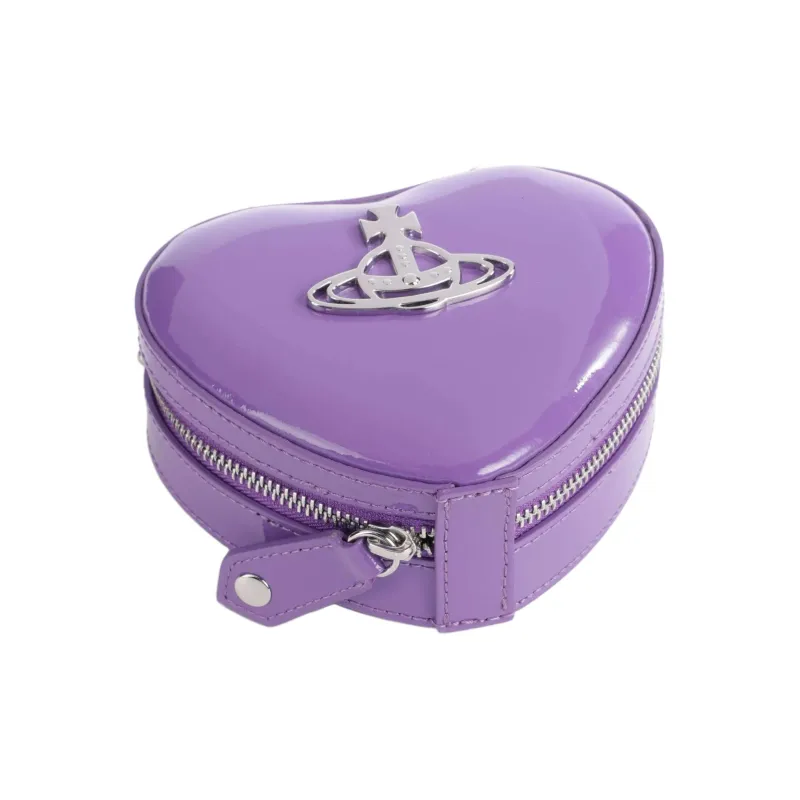 Vivienne Westwood Shiny Patent Leather Heart Shaped Shoulder Bag Crossbody Bag Women's Violet-2