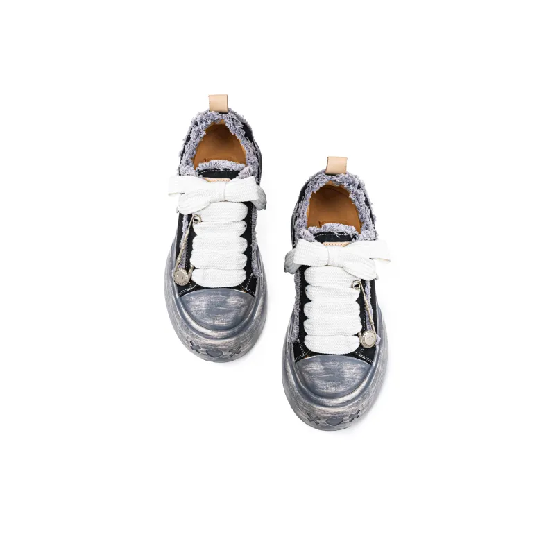 SOAP OPERA Wiping Color Series Canvas Shoes Unisex Low Top Gray-7