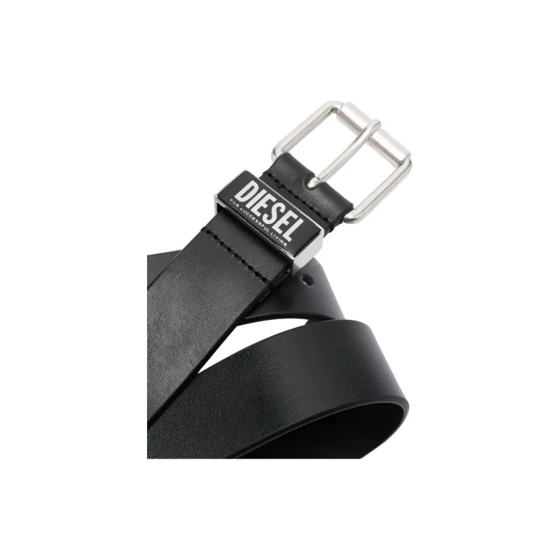 DIESEL B Glossy Logo Plaque Belt-1
