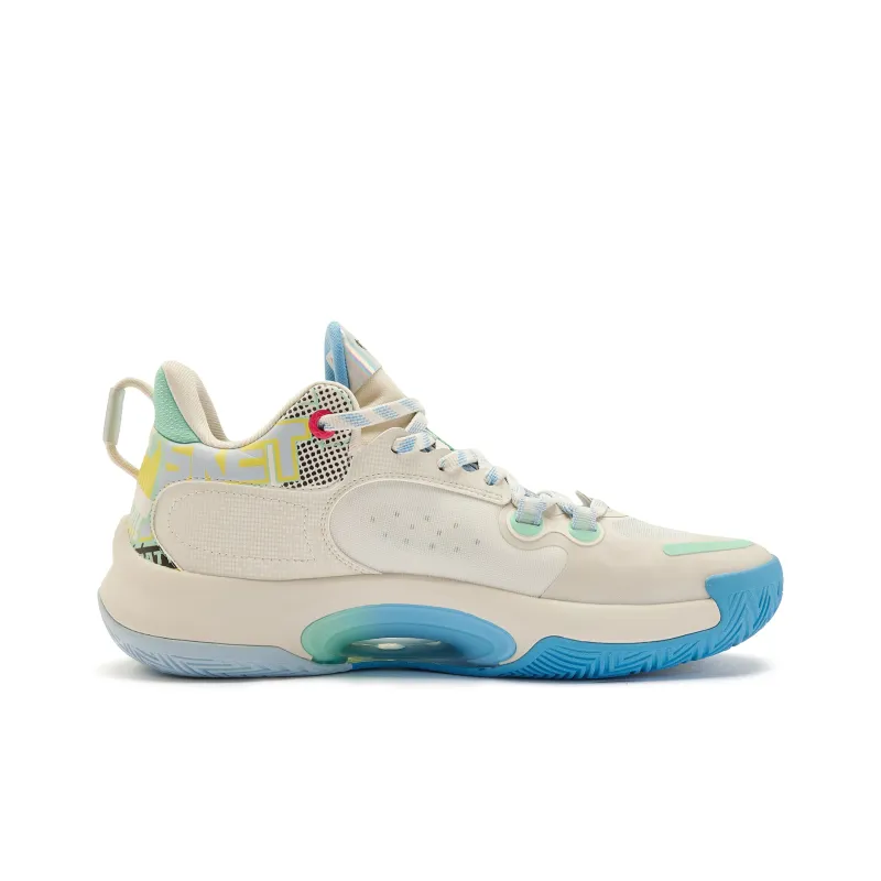 QIAODAN Dawn Basketball Shoes Men Low Top Ancient Porcelain White Sea Salt Blue-1